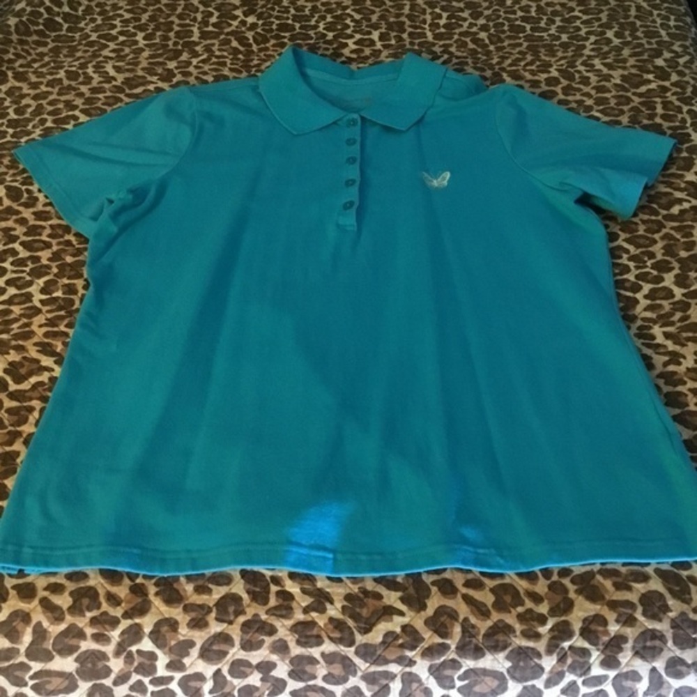 Sport Savvy Turquoise Polo w/ Butterfly Medium